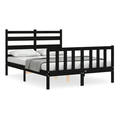 (black, x cm) vidaXL Bed Frame Bed Base Platform Bed with Headboard Black Double Solid Wood