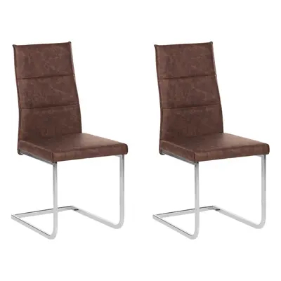 Set of Dining Chairs ROCKFORD Faux Leather Brown