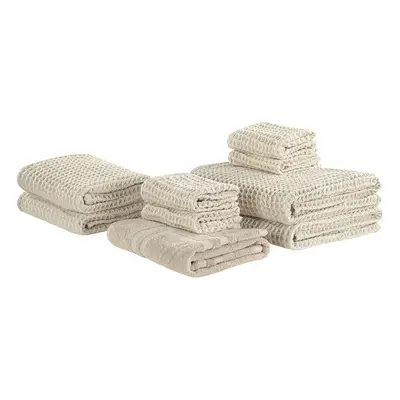 Set of Cotton Towels Beige AREORA