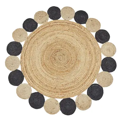 Round Jute Area Rug Ã¸ cm Black VOSTAN