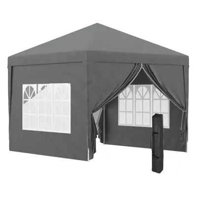 Outsunny 3mx3m Pop Up Gazebo Party Tent Canopy Marquee with Storage Bag Grey