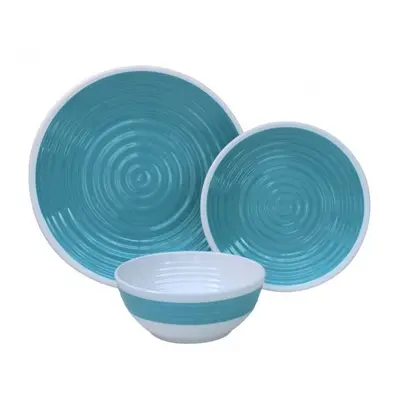 12 pc 100% Melamine Dinner Camping Picnic Set | Pastel Blue