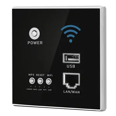 (Black) 1200M 5G Wireless WIFI Wall Embedded Router Wireless Dual Band Route WiFi Repeater Exten