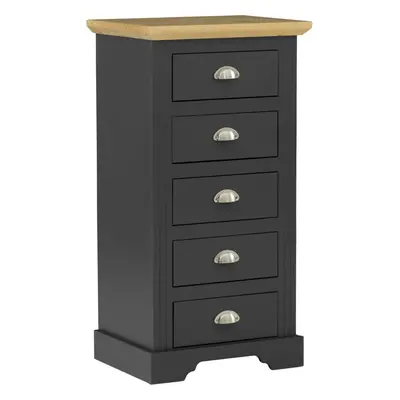 Toledo Drawer Narrow Chest of Drawers Grey and Oak Effect Veneer Metal Runners