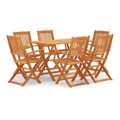 vidaXL Folding Outdoor Dining Set Piece Solid Eucalyptus Wood Table & Chair