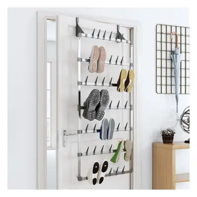 vidaXL Hanging Shoe Rack Silver Wall Mounted Shoe Storage Shelf Unit Organiser