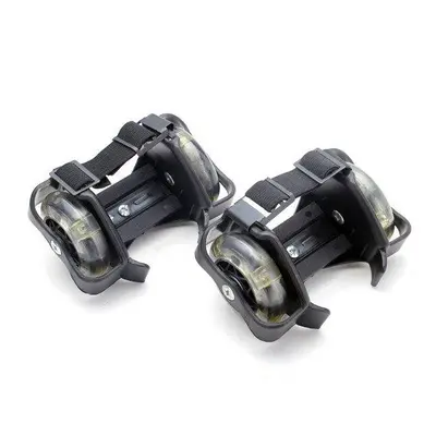 (Black) Mini Flashing Wheels Drifting Roller Skating Shoes Free Line Wheels