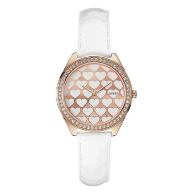 Guess Ladies Watch Love Heart White Leather Strap W0543L1