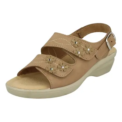 (UK 3, Taupe (Beige)) Ladies Padders Hook & Loop Sandals Bluebell - E Fit