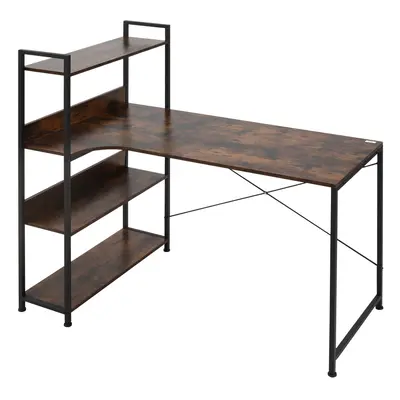 HOMCOM Industrial Computer Desk with Storage Shelf Metal Frame for Home Office