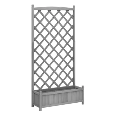 (grey, x x cm) vidaXL Planter with Trellis Raised Bed Garden Planter Brown Solid Wood Fir