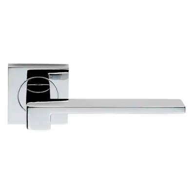 PAIR Flat Squared Bar Handle on Square Rose Concealed Fix Polished Chrome