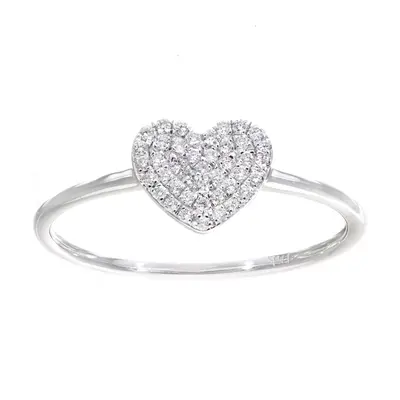 (P) Jewelco London 18ct White Gold Diamond Heart Halo Ring