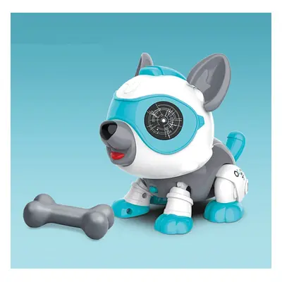 (Blue) DIY Assembly Sound Control Touch Sensing Robot Dog Toy with Light Sound Effect Dog Toddle