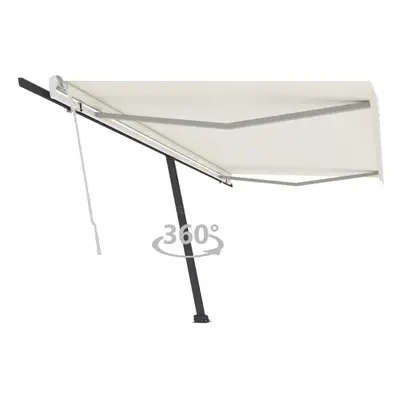 vidaXL Freestanding Manual Retractable Awning 500x350 cm Cream Outdoor Patio