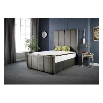 (4FT SMALL DOUBLE) Lucinda Luxury Grey Velvet Bed Frame