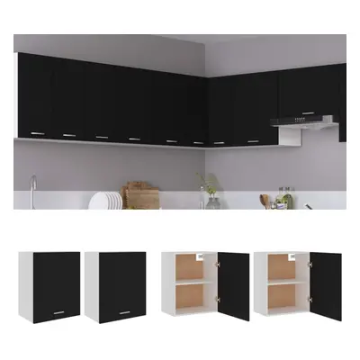 vidaXL 2x Kitchen Cabinets Black Engineered Wood Home Storage Shelf Organiser