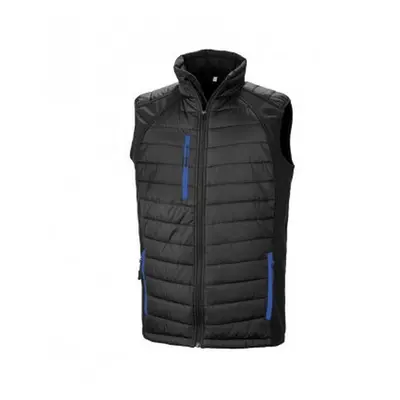 (L, Black/Royal Blue) Result Mens Black Compass Padded Soft Shell Gilet