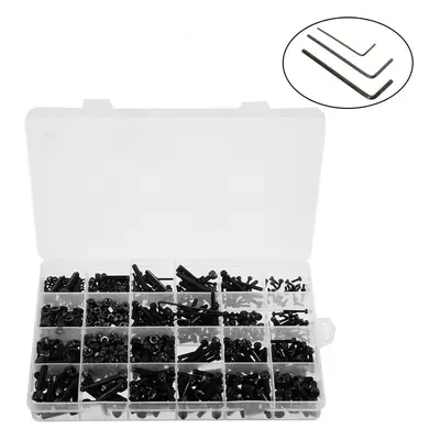 1200Pcs M2 M3 M4 Alloy Steel Hex Socket Head Cap Screws Nuts Washers Assortment Kit