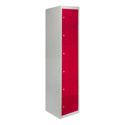 Metal Lockers Doors Steel Flatpack Storage Lockable Gym School Red â 45cm D