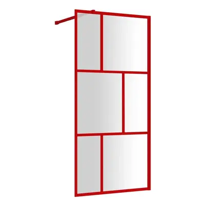 vidaXL Walk-in Shower Wall Bath Screen Shower Screen with Clear ESG Glass Red