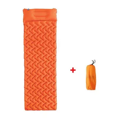 (Dark Orange) Waterproof Camping Mat Inflatable Mattress with Pillow in Tent for Travel Camping