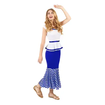 (L) Women's white and blue Gaulish costume