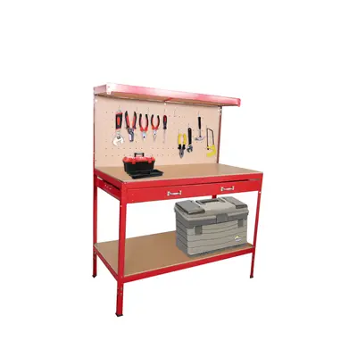 (RED) Neo Workbench with Heavy-Duty Steel Pegboard