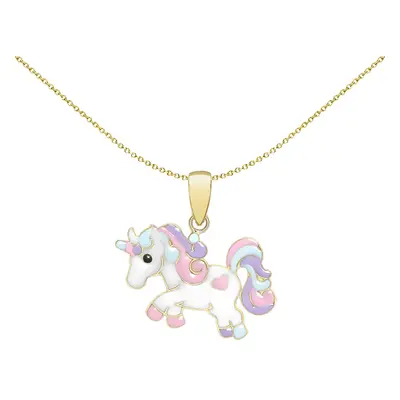 Jewelco London 9ct Gold Enamel Unicorn Pendant 19mm x 18mm - 1-68-5135