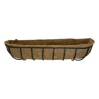 Garden Black Metal Wall Basket Manger Trough Planter (90cm)