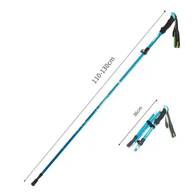 (Skyblue 110-130) Anti Shock Walking Stick Telescopic Trekking Ultralight Aluminum Alloy Tactica