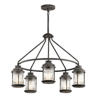 Outdoor IP44 Bulb Chandelier LIght Weathered Zinc LED E27 60W