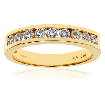 (N) Jewelco London 18ct Diamond Yellow Gold Channel Set Half Eternity Ring, IJ/I Certified Diamo