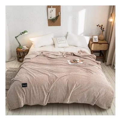 (Light Coffee, 200x230cM) Coral Fleece Soft Warm Blankets Single/Queen/King Flannel Bedspreads