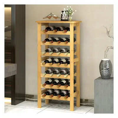 Dripex 7-Tier Bamboo Wine Rack: 27-Bottle Storage Shelves- 47x29x102cm