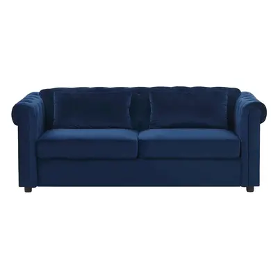 Velvet Sofa Bed Blue CHESTERFIELD