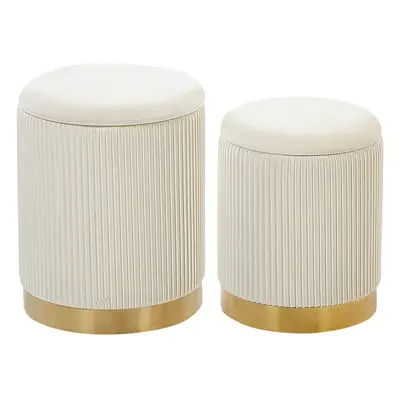 Pouffe MIRAMAR Set of White Velvet