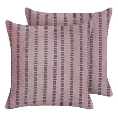 Set of Velvet Cushions Striped x cm Pink AGAPANTHUS