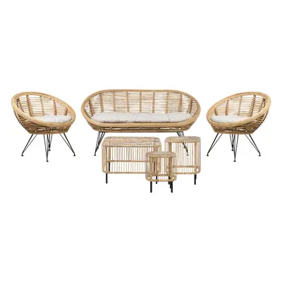 Sofa Set with Table MARATEA/CESENATICO Rattan Natural