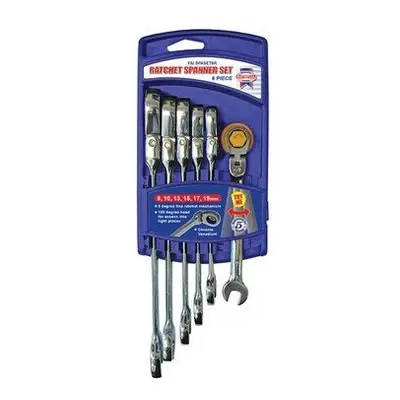 Faithfull FAISPARAT6S Ratchet Combination Spanner Flex Head Set of