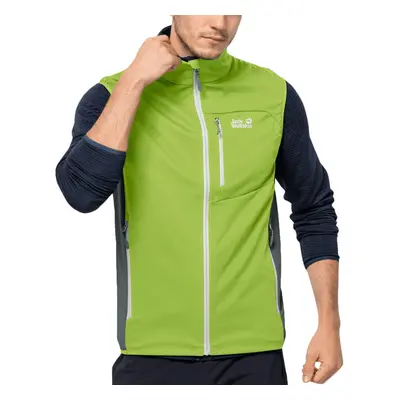 (S, Spring Lime) Jack Wolfskin Mens Highest Peak Stretch Softshell Outdoor Bodywarmer Gilet