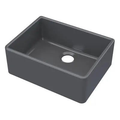 595mm - Fireclay Kitchen Single Bowl Butler Sink - Soft Black