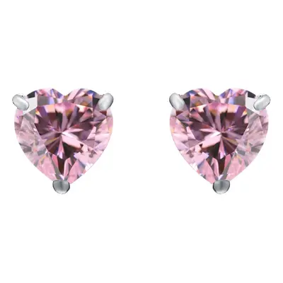 Jewelco London Ladies Sterling Silver Pink Heart Cubic Zirconia Love Heart Solitaire Stud Earrin