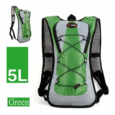 (Green) 5L Running Hydration Backpack Rucksack 2L Straw Water Bladder Bag For Hiking Climbing