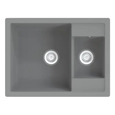 (grey) vidaXL Kitchen Sink with Overflow Hole Double Basins Granite Multi Colours