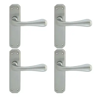 4x PAIR Heavy Duty Handle on Angular Latch Backplate x 40mm Satin Chrome