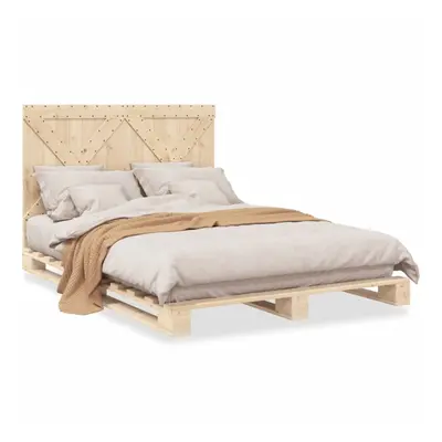 vidaXL Bed Frame with Headboard Bed Base Bedstead 140x200 cm Solid Wood Pine