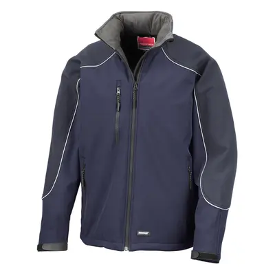 (M, Navy/Navy) WORK-GUARD by Result Mens Ice Fell Hooded Soft Shell Jacket