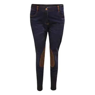 (32in, Blue Denim) Dublin Womens/Ladies Shona Suede Knee Patch Denim Breeches