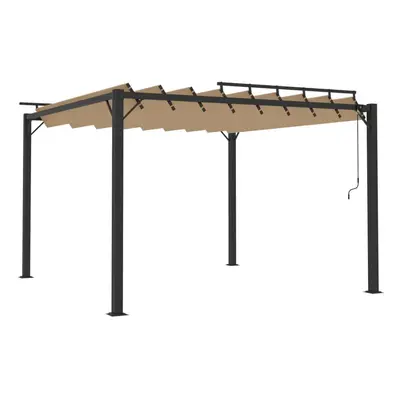 vidaXL Gazebo with Louvered Roof Taupe Fabric & Aluminium Patio Pavilion Set